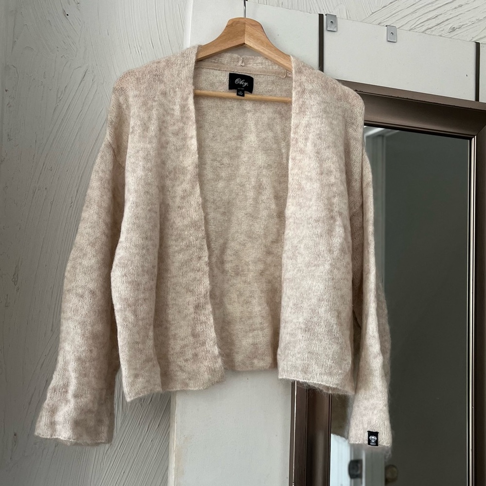 Obey Cardigan Tan Sweater Size XS